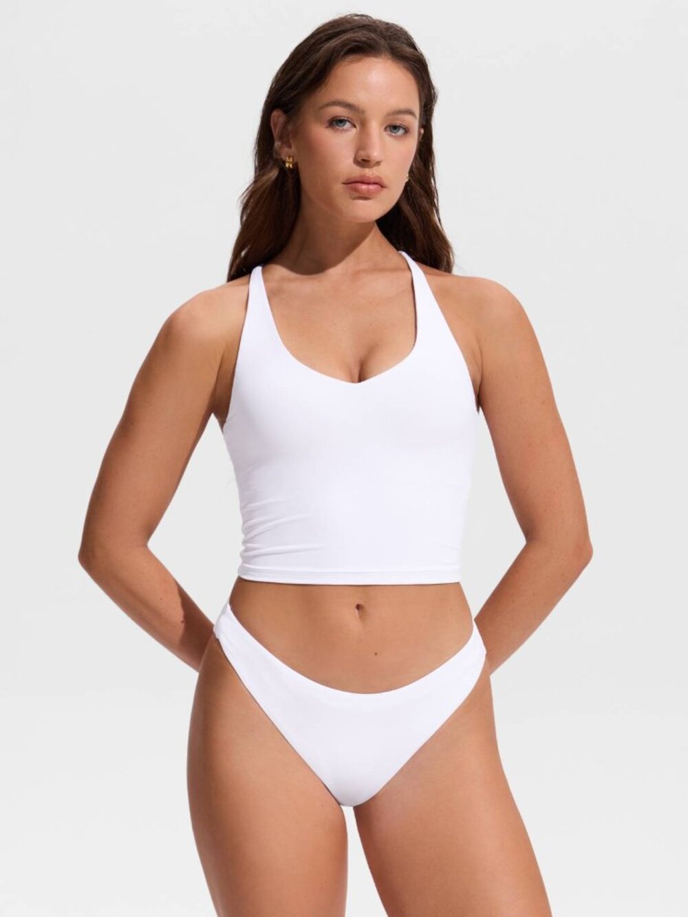 V Neck Criss Cross Back Crop Tankini